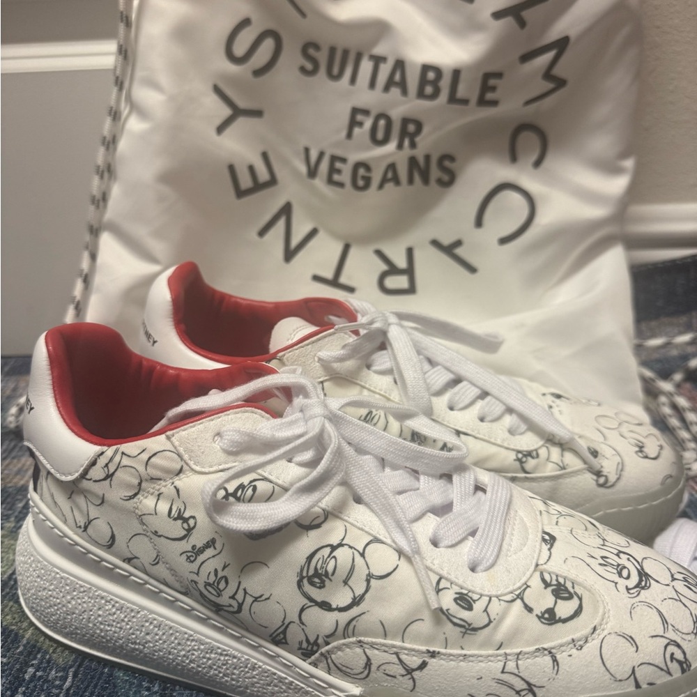 Stella McCartney White and Red Sneakers with Chunky Sole